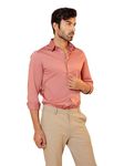 SUBTRACT Men's Rose Metal Slim Fit Solid Spread Collar Cotton Satin Evening Shirt | Stylish Men's Wear Shirt for Office or Party (Rose Metal,40)