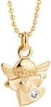 fish Children's Necklace Girls Necklace Silver Gold Plated Angel Pendant Clear Jewellery Bag Baby Gift, Swarovski