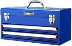 WORKPRO Tool Box with Drawers, 18 Inch Metal Tool Box with 2 Drawers and 1 Top Storage, Portable Tool Box Metal Latch and Liner for Garage, Office and Home Storage, 100 LBS Load Capacity (Totally)