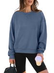 WIHOLL Fall Clothes Women Trendy 2024 Crewneck Cropped Sweatshirt Maternity Casual Athletic Tops Navy L