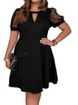 TICKER FASHION Women Plus Size Keyhole Neckline Clasi Dresses (PLS003_Black_4XL)