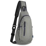 TITECOUGO Small Sling Canvas Bag Lightweight Crossbody Bag for Women Rucksack for Men Running Backpack Travel Chest Pack Shoulder Daypack for Hiking Outdoor Gym Work Sports Gray