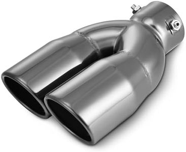 AUTOSAVER88 1.5-2.25 Inch Adjustable Dual Exhaust Tip, 1.5"-2.25" Inlet 3" Outlet 8.66" Long Stainless Steel Exhaust Tail Tip for 1.5"/1.75"/2.0"/2.25" O.D. Tailpipe, Bolt On, Black Plating