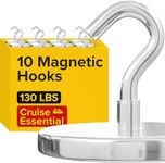 X-Bet Magnetic Hooks 130LBS - Heavy Duty Neodymium Magnetic Hooks for Cruise Cabins - Strong Rare Earth Magnet Hooks for Hanging on Refrigerator, Grill, Cruise Cabin (Pack of 10)