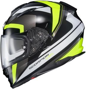 ScorpionEXO Ryzer Full Face Motorcycle Helmet with Pinlock Ready Shield and Bluetooth Ready Speaker Pockets DOT ECE Approved Edge (Hi-Viz - Large)