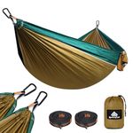 NATUREFUN Ultra-Light Travel Camping Hammock | 300kg Load Capacity,(275 x 140 cm) Breathable,Quick-drying Parachute Nylon | 2 x Premium Carabiners,2 x Nylon Slings Included | Outdoor Indoor Garden