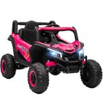 AIYAPLAY 12V Kids Ride On Car, Electric Car for Kids UTV with Remote Control, Slow Start, Suspension System, LED Lights, Music, USB Port, for Boys Girls 3-5 Years, Pink
