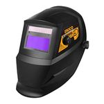 Ingco Auto-Darkening Welding Helmet, 92×42mm Large Viewing Welding Hood, 1/1/1/2 Light State:DIN 4, Battery Powered, 2 Arc Sensor Wide Adjustable Shade Welder Mask for TIG MIG/MAG MMA Plasma