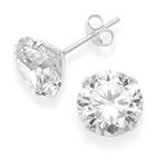 Abhooshan 925 Sterling Silver Pair of Round Shape White Cubic Zircon (CZ) Stone Solitaire Piercing Stud Earrings For Men, Women ,Girls & Boys.Helix Cartilage Tragus Ear Lobe Multi Piercing (Pure 925 Sterling Silver, 10 mm)