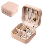 Eucomir Jewellery Box for Women, Mini Portable Jewelry Box Organiser,PU Leather Jewlerrying Display Holder, Small Travel Jewellery Box for Girls, Women, Mother, Daughter,Lotus Root Starch (12UF010I)