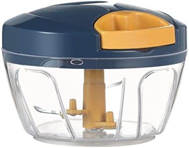 Ourokhome Manual Food Processor Vegetable Chopper, Portable Hand Pull String Garlic Mincer Onion Cutter for Veggies, Ginger, Fruits, Nuts, Herbs, etc., 500ml, Deep Blue