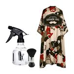 OM-SOL Salon Hairdressing Barber Cape | 3-Piece Set | Hair Cutting Cape with Soft Neck Brush and Water Spray Bottle Hairdressing Gown for Men, Women and Kids Barber Accessories