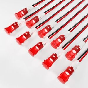 FILN Plastic Indicator Light 10mm LED Signal Light Dash Lights Panel Indicator Light 12V-24V Suitable For Cars Trucks Ships (10Pcs Red Light)