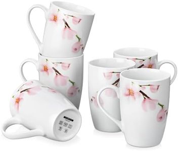 VEWEET Large Coffee Mugs Set of 6, 16 OZ Coffee Cups Set with Handle, Floral Mug Sets Ceramic Cup Set for Kitchen, Microwave& Dishwasher Safe, Series ANNIE