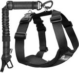Pawaboo Dog Seat Belt Harness for Car, Dog Car Harness Seatbelt with Double Clips, Adjustable Breathable Pet Vest & Dogs Safety Tether with Elastic Bungee for Small Medium Large Pet, XXL, Black