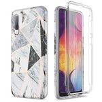 SURITCH for Samsung A50 Case Silicone with Built-in Screen Protector Front and Back 360 Degree Full Body Protection Cover Bumper Shockproof Non Slip Case for Samsung Galaxy A50 Geometric