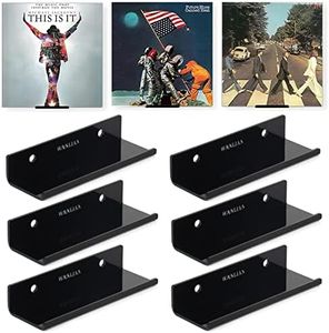 6 Pack Vinyl Record Wall Mount, 3.94 Inch Black Acrylic Album Record Holder, Vinyl Record Display Shelf for Daily LP Listening(Hardware Included)