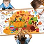 Thanksgiving Day Giant Coloring Poster, 30 x 72 Inch DIY Coloring Table Cloth for Kids, Turkey Themed Poster Table Cover for Classroom Wall, Large Coloring Tablecloth for School Parties