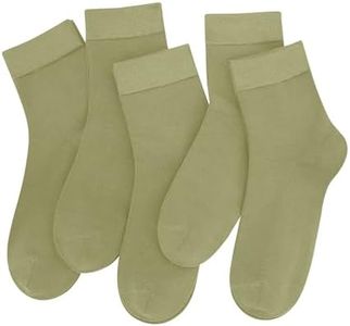 SERISIMPLE Colorful Quarter Ladies Crew Socks Breathable Solid Pastel Light Color Thin Bootie Unisex Sock 5 Pairs (Green, Large)