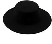 1PCS Black Classic Wool Flat Top Blend Fedora Hat Brim Church Derby Cap for Unisex Men Women