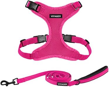 Voyager Step-in Lock Dog Harness w Reflective Dog Leash Combo Set with Neoprene Handle 5ft - Supports Small, Medium and Large Breed Puppies/Cats by Best Pet Supplies - Fuchsia, XS
