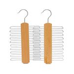 Tie Rack Holder,Premium Wooden Necktie and Belt Hanger,Rotate to Organizer and Storage Rack with Non-Slip Clips Finish 20 Hooks,360 Degree Swivel Space Saving Organizer for Men