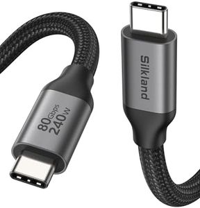 Silkland 80Gbps USB 4 for Thunderbolt 5 Cable 6.6FT/2M, 120Gbps Bandwidth for 16K/Dual 8K, 240W Fast Charging, USB C Monitor Cable Compatible Thunderbolt 4, iPhone 17/16, Monitor, MacBook M4 Pro, Dock