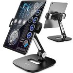 AboveTEK Stylish Aluminum Tablet Stand, Cell Phone Stand, Folding 360° Swivel Desk Mount Holder fits 4-11” Tablets/Smartphones for Kitchen Bedside Office Table POS Kiosk Reception Showroom