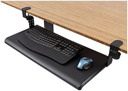 Stand Up Desk Store Large Clamp-On Retractable Adjustable Height Under Desk Keyboard Tray | for Desks Up to 1.5" (Large, 33" Wide)