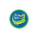 Creative Converting PC350511 Alligator Birthday Party Paper Dinner Plates, Bright Green, Blue, and Yellow