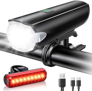 SUYIWEE 1200 Lumens Bike Lights for Night Riding with Wide Beam, IP65 Waterproof & USB Rechargeable Bike Light, 3+5 Light Modes, Long-Lasting Bicycle Lights Front and Rear for Road Mountain Cycling
