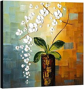 Wieco Art Beauty of Life 100% Hand-painted Modern Canvas Wall Art Floral Oil Paintings on Canvas for Wall Decor Large Size 32x32inch