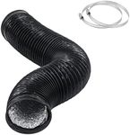 Teqooza 4 Inch 5 Feet Air Ducting, Flexible 1.5m Length Aluminum Dryer Vent Hose Kit for HVAC Ventilation with 2 Clamps, Black