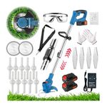 Metal Blade Strimmer Cordless Electric 24V Grass Trimmers Battery Strimmer with Blades 15cm Cutting Diameter, 2 Battery, Charger & Quick Change Spare Blades Included, Suitable for Garden Lawn