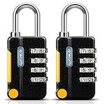 Worve 2 Pack Combination Lock 4 Digit Outdoor Waterproof Padlock for School Gym Locker, Sports Locker, Fence, Toolbox, Gate, Case, Hasp Storage (Black)