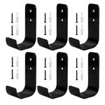 Heavy Duty Garage Hooks for Storage, 6 Pcs Heavy Duty Wall Hooks for Hanging, J Hooks, Tools Storage Hooks, Utility Hooks, Pegboard Tools Hanger Hooks for Gym, Truck, Work, Home Wall Mounted