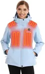 Venustas Women's Heated Jacket with Battery Pack 7.4V, Windproof Electric Insulated Coat with Detachable Hood Slim Fit