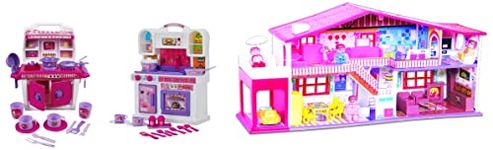 Toy Zone Plastic Barbie My Little Kitchen Play Set&Toyzone-8904103144130 My Deluxe Doll House/Play Set (50 Pcs)-Multicolour&Toyzone Disney Princess Kitchen Set/Play Set for Girls (44703)