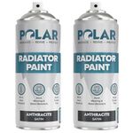 Polar Satin Anthracite Radiator Spray Paint - 2 x 400ml | Heat Resistant up to 100ºC |Quick Drying & No Primer needed | Exterior Surfaces of Radiators & Hot Water Tanks | Heat Resistant Radiator Paint