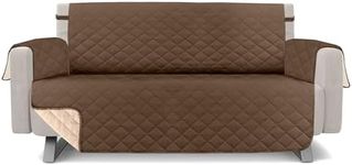 Utopia Bedding Reversible Sofa Couch Cover, Water Resistant Slipcover Furniture Protector with Foam Sticks and Elastic Straps for Kids Dogs Pets (3 Seater, Brown/Beige)