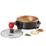 Giles & Posner EK4247 Multicooker Pot – Electric Frying Pan Skillet with Lid, Non-Stick Family Cooking Large Hot Pot, Adjustable Temperature, Cool Touch Handles, 5 Heat Settings, Easy Clean, Portable