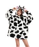 Blanket Hoodie, Oversized Wearable Sweatshirt Blankets Soft Flannel Plush for Chlid Kids Teenagers Cozy Warm Giant Hooded Snuggle Sweater with Front Pocket