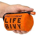 Go Time Gear Life Emergency Bivy Sack - Thermal Survival Tent and Sleeping Bag Bivvy for Blanket, Shelter & Camping Use - Pack of 1 with Whistle - Orange