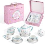 Sweejar Porcelain Toy Tea Set, Ceramic Kitchen Toys for Kids