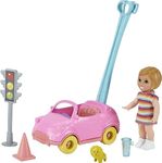 Barbie Skipper Babysitters Inc. Accessories Set with Small Toddler Doll & Toy Car, Plus Traffic Light, Cone, Cup & Lion Toy, Gift for 3 to 7 Year Olds , White