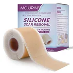 MQUPIN Silicone Scar Tape Roll (1.6” x 60”), Silicone Scar Sheets,Silicone Tape Reusable for C-Section, Surgical Scar, Keloid, Acne Scar and Burn Scar