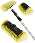 DOCAZOO DocaPole 7-30 Foot Soft Bristle Car Wash Brush & Extension Pole Kit |11” Scrub Brush with 30ft Handle | Long-Reach Cleaning Brush and Deck Brush for Car, Truck, Boat, RV, House Siding, Floor