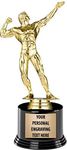 Crown Awards Bodybuilding Trophies with Custom Engraving, 7.25" Personalized Male Bodybuilder Trophy On Deluxe Round Base 1 Pack Prime