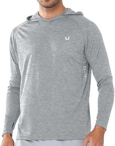 NORTHYARD Men's UPF 50+ Hoodie Shirts Rash Guard Long Sleeve Sun Protection SPF Fishing Shirt UV for Athletic Running Swim GREYHEATHER 4XL