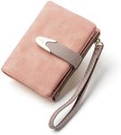 TOPKULL Wallets for Women RFID Small Compact Bifold Short Wallet,Ladies Wristlet Zipper Coin Purse (Pink)